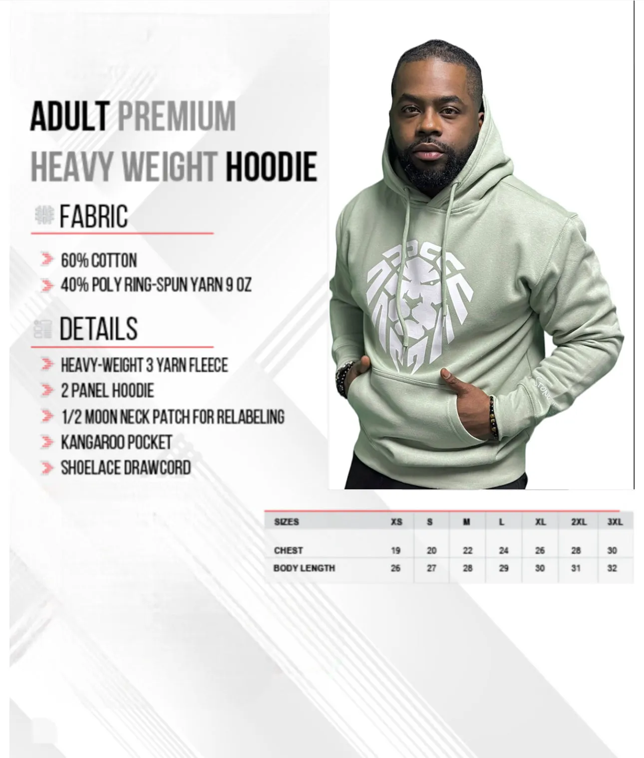 PISTACHIO/WHITE LION HOODIE
