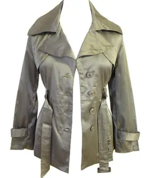 Plus Size City Girl Satin Green Coat
