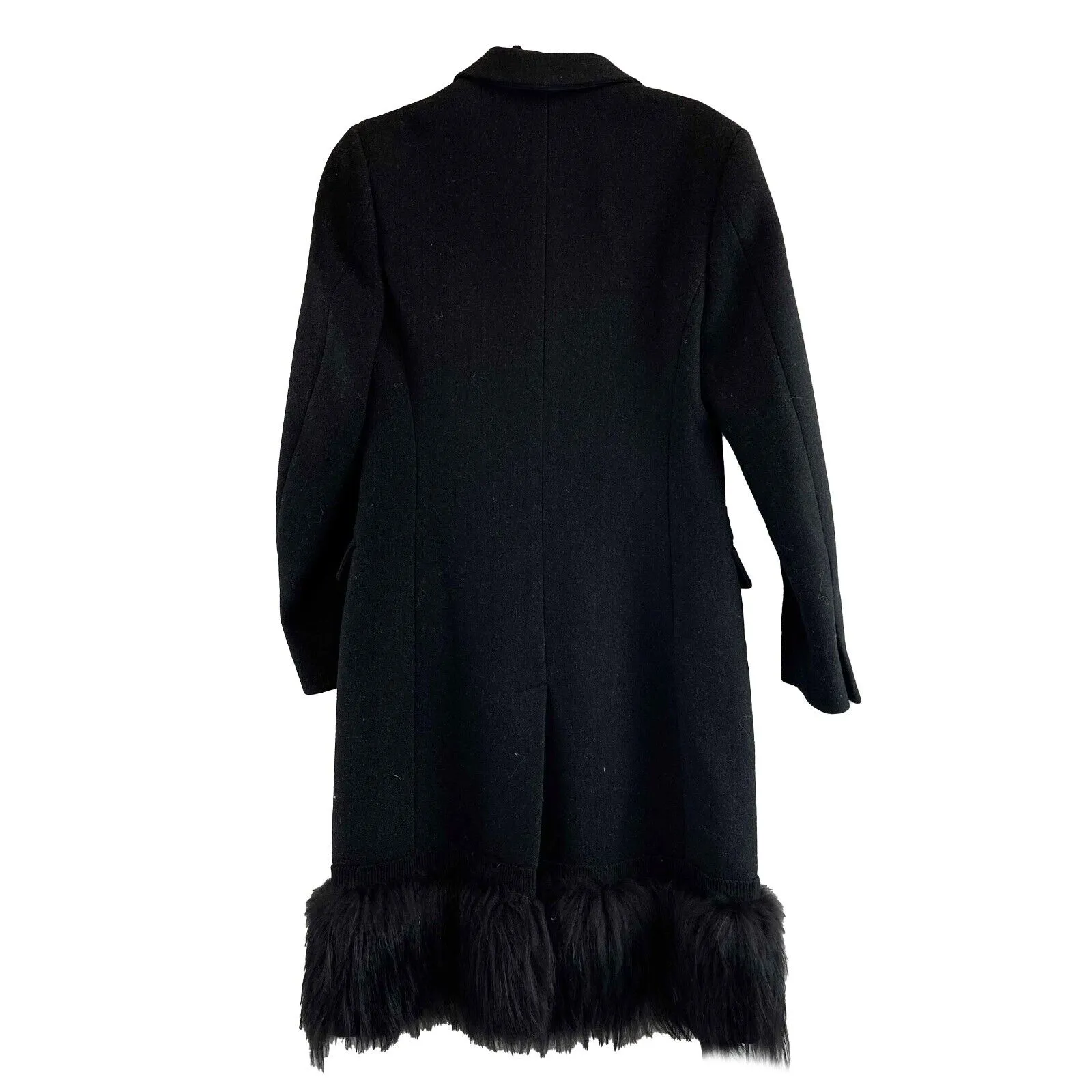 Prada Pristine Fox Fur Trim Black Coat Black 38 US 2
