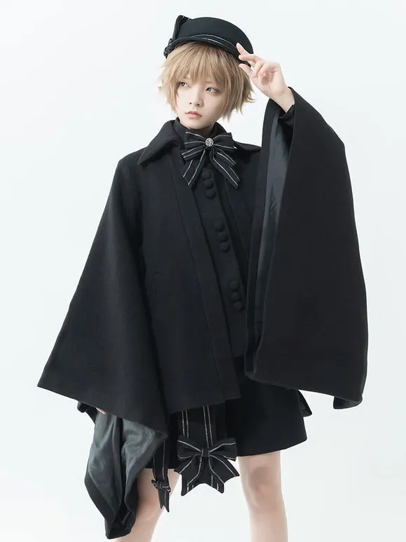 【Pre-sell】 Gothic Lolita Ouji Fashion Knight Of Rounds Black Handkerchief Hem Design Cloak