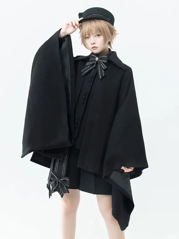 【Pre-sell】 Gothic Lolita Ouji Fashion Knight Of Rounds Black Handkerchief Hem Design Cloak