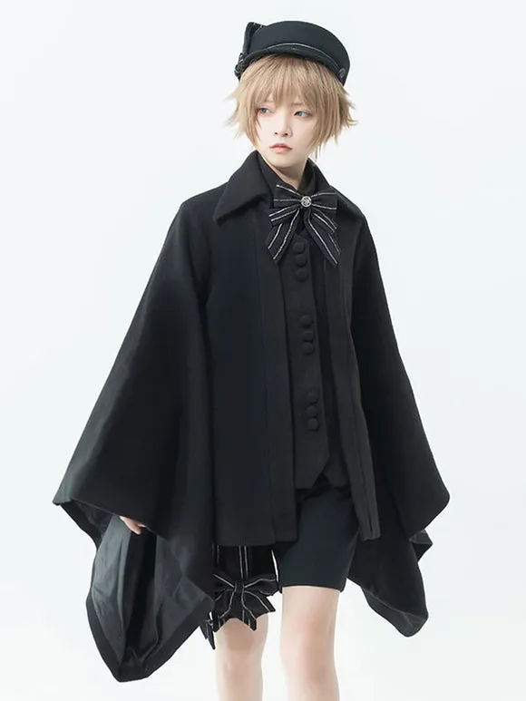 【Pre-sell】 Gothic Lolita Ouji Fashion Knight Of Rounds Black Handkerchief Hem Design Cloak