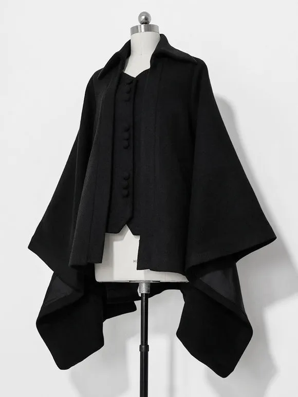 【Pre-sell】 Gothic Lolita Ouji Fashion Knight Of Rounds Black Handkerchief Hem Design Cloak