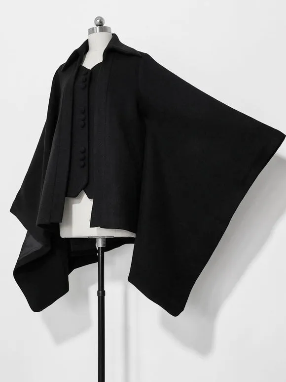 【Pre-sell】 Gothic Lolita Ouji Fashion Knight Of Rounds Black Handkerchief Hem Design Cloak