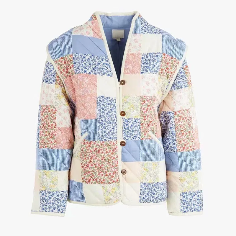 Printed cotton coat/vest jacket