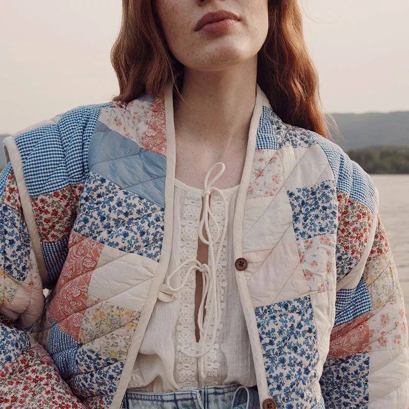 Printed cotton coat/vest jacket