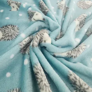 Printed Mongolian Fleece Fabric 150 cm Hedgehog