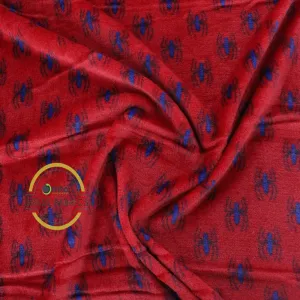 Printed Mongolian Spiderman Fleece Fabric Red 150cm