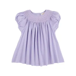 Puff Sleeve Bettye Sue Smocked Top - Lauderdale Lavender with Palm Beach Pink Smocking