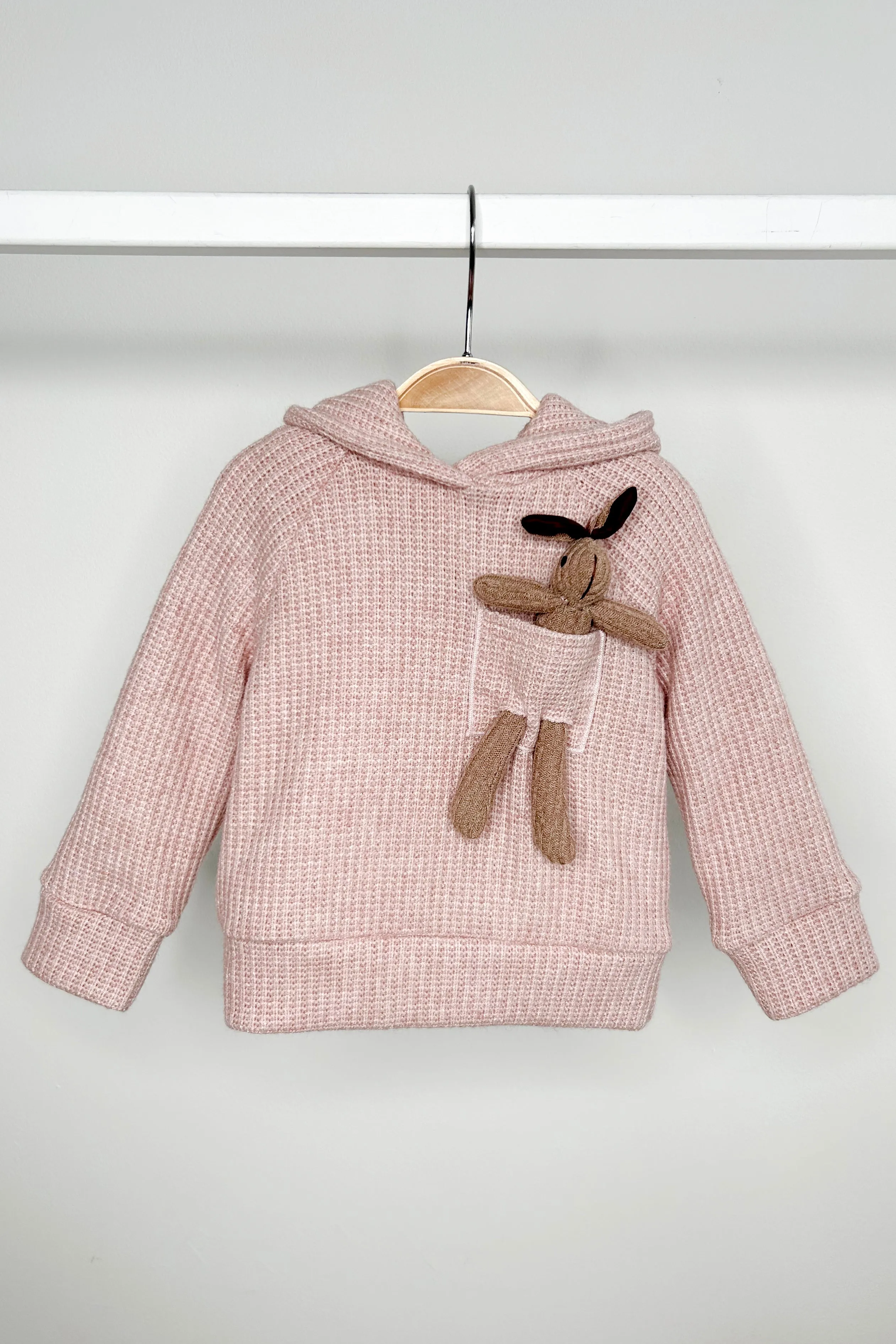"Espen" Dusky Pink Knit Bunny Hoodie