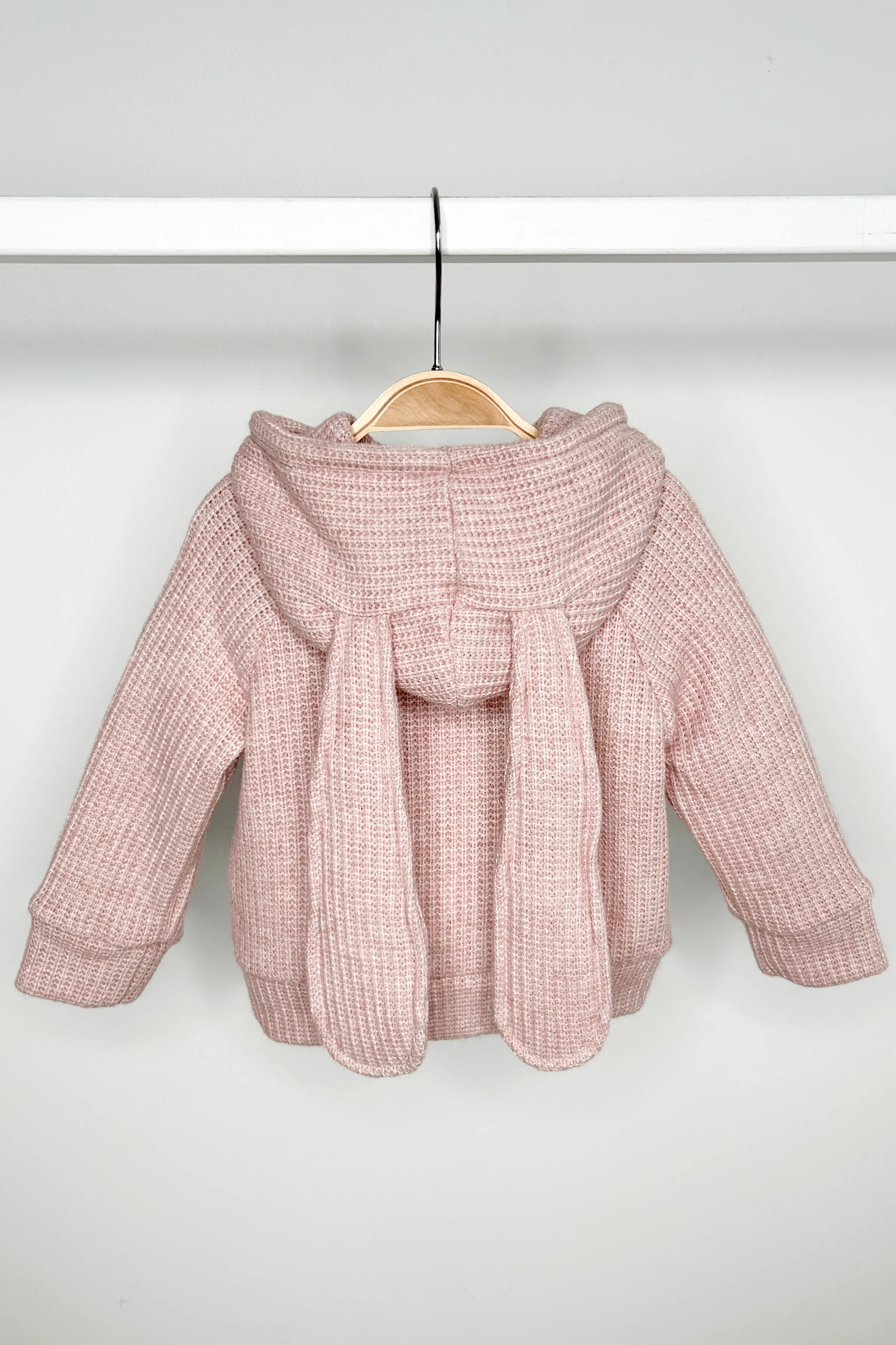 "Espen" Dusky Pink Knit Bunny Hoodie