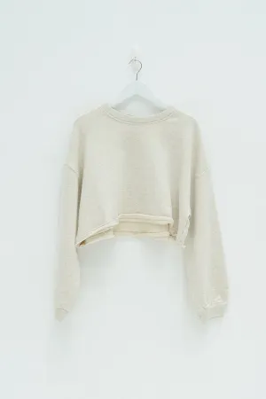 Raw Hem Crop Jumper - Light Grey