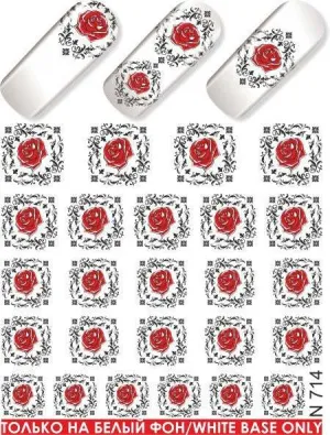 Red Rose Black Lace Water Transfer - 714