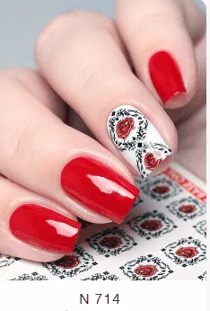 Red Rose Black Lace Water Transfer - 714