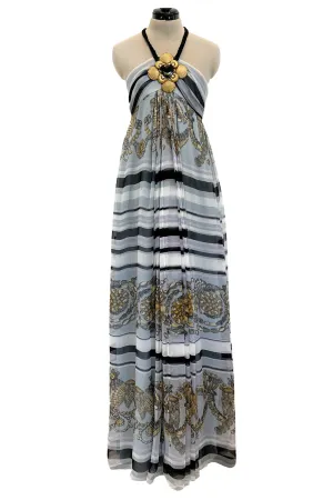 Resort 2009 Gucci by Frida Giannini Runway Look 18 Silk Caftan Dress w Elaborate Shell Halter