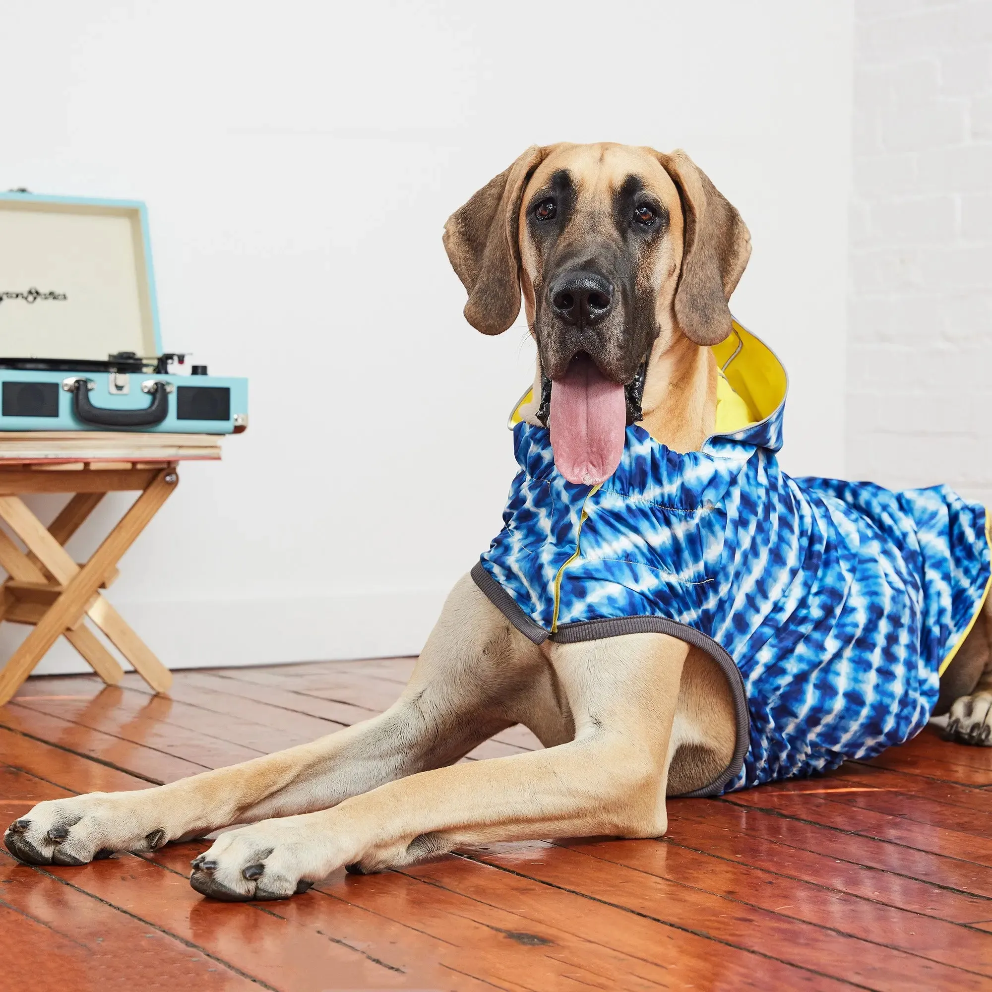 Reversible Dog Raincoat | Yellow Tie-Dye
