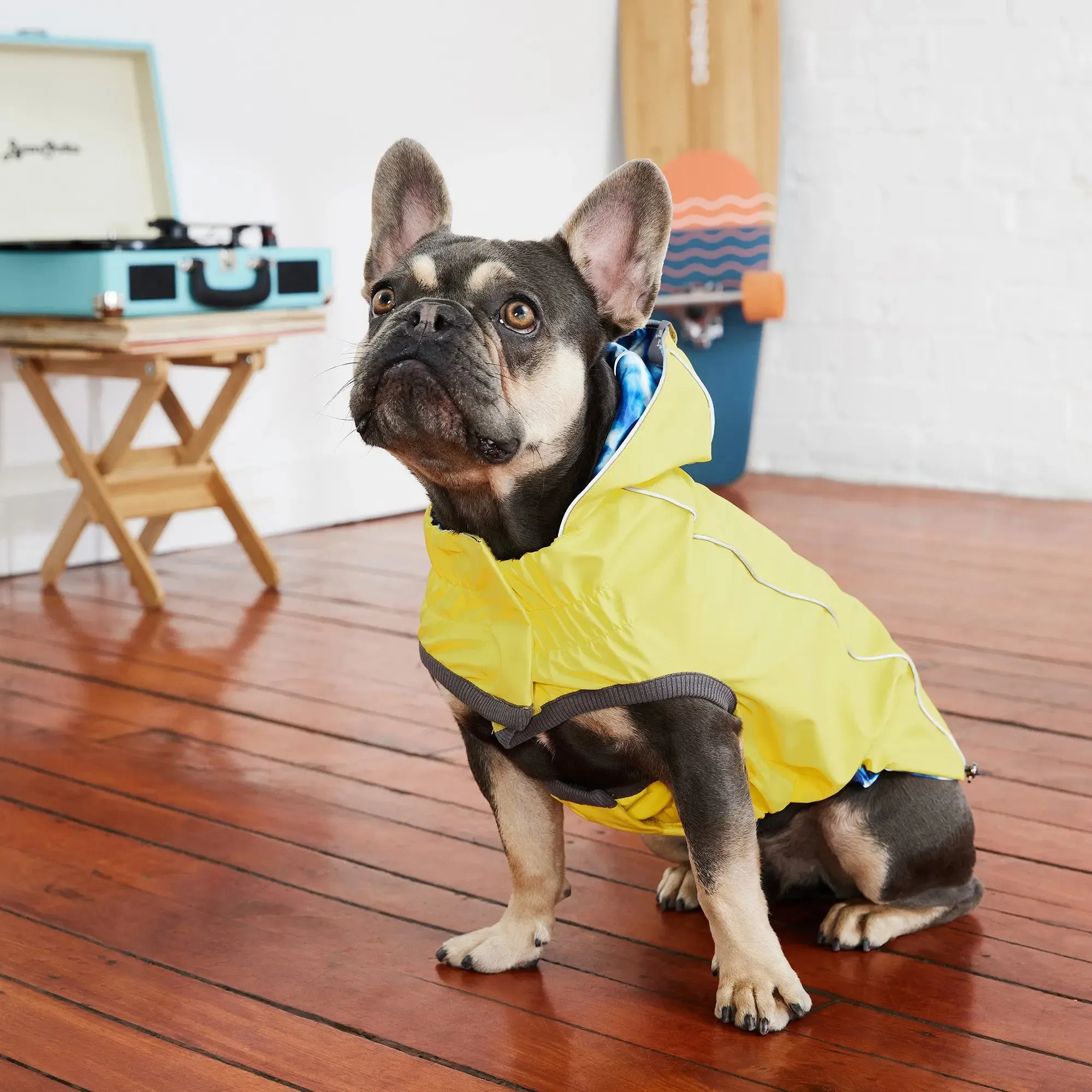 Reversible Dog Raincoat | Yellow Tie-Dye