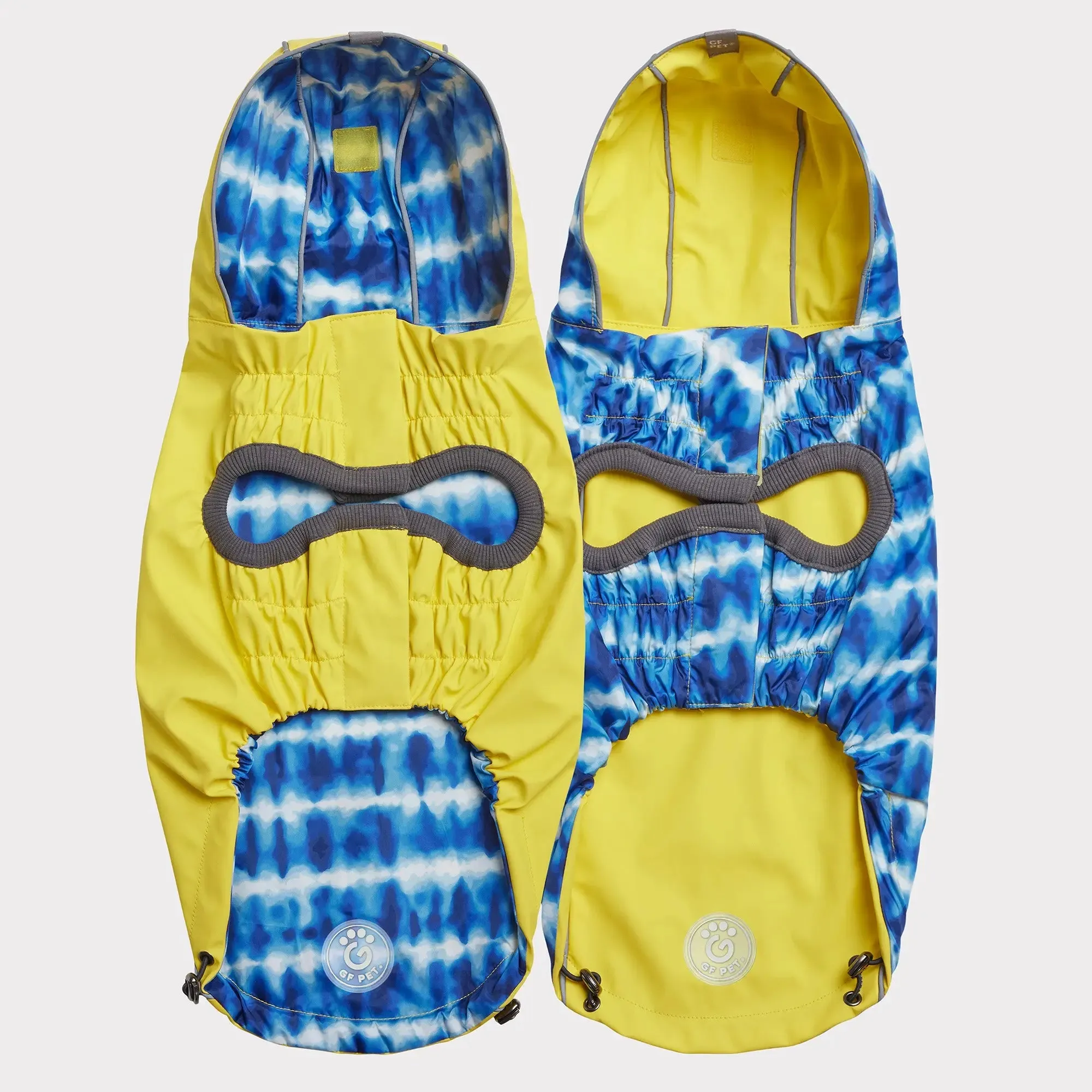 Reversible Dog Raincoat | Yellow Tie-Dye