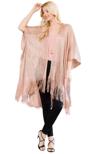 Rose Metallic Colored Tassel Beach Kimono - Pack of 6