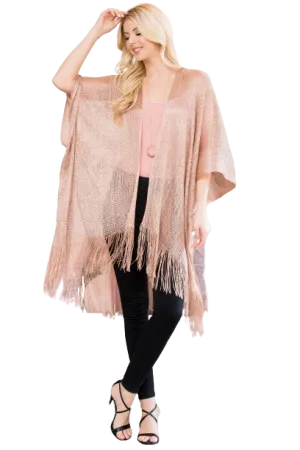 Rose Metallic Colored Tassel Beach Kimono - Pack of 6