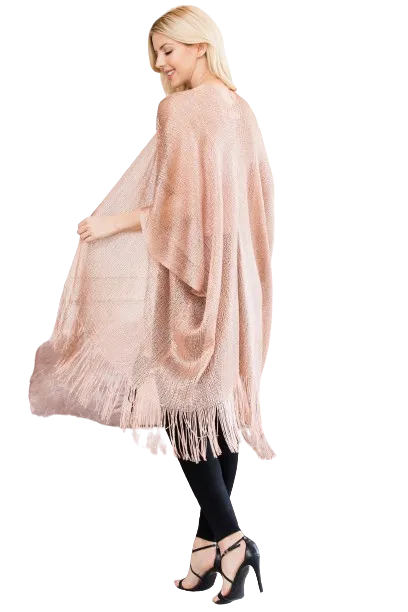 Rose Metallic Colored Tassel Beach Kimono - Pack of 6