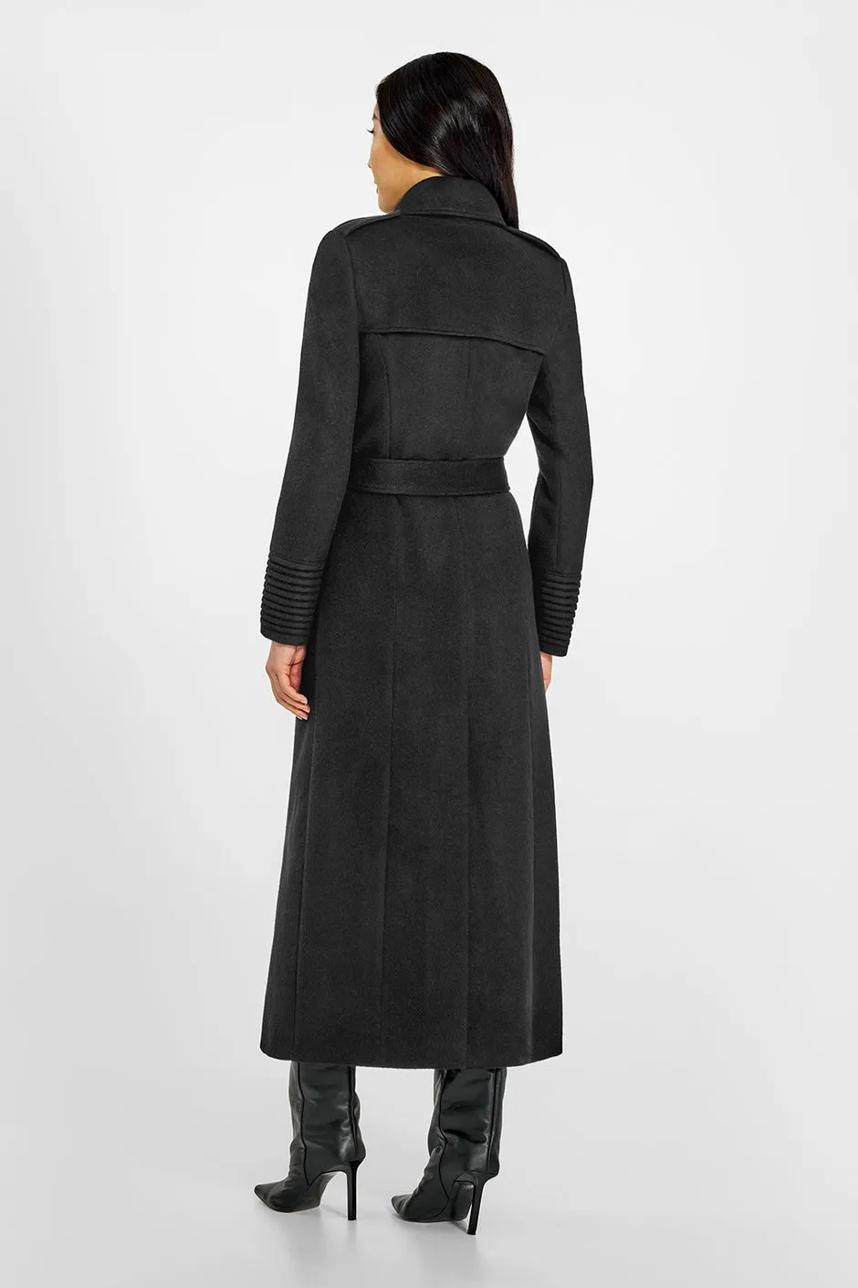 Sentaler Baby Alpaca Maxi Trench Coat in Black
