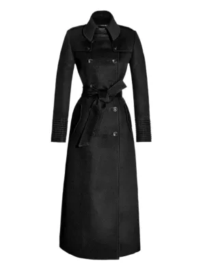 Sentaler Baby Alpaca Maxi Trench Coat in Black