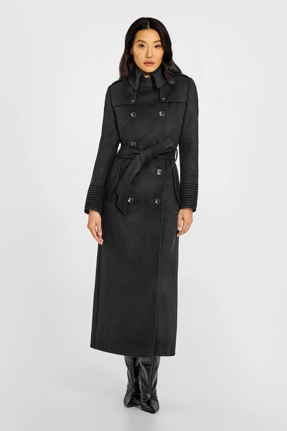 Sentaler Baby Alpaca Maxi Trench Coat in Black