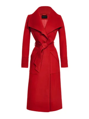 Sentaler Long Wide Collar Wrap Coat in Scarlet