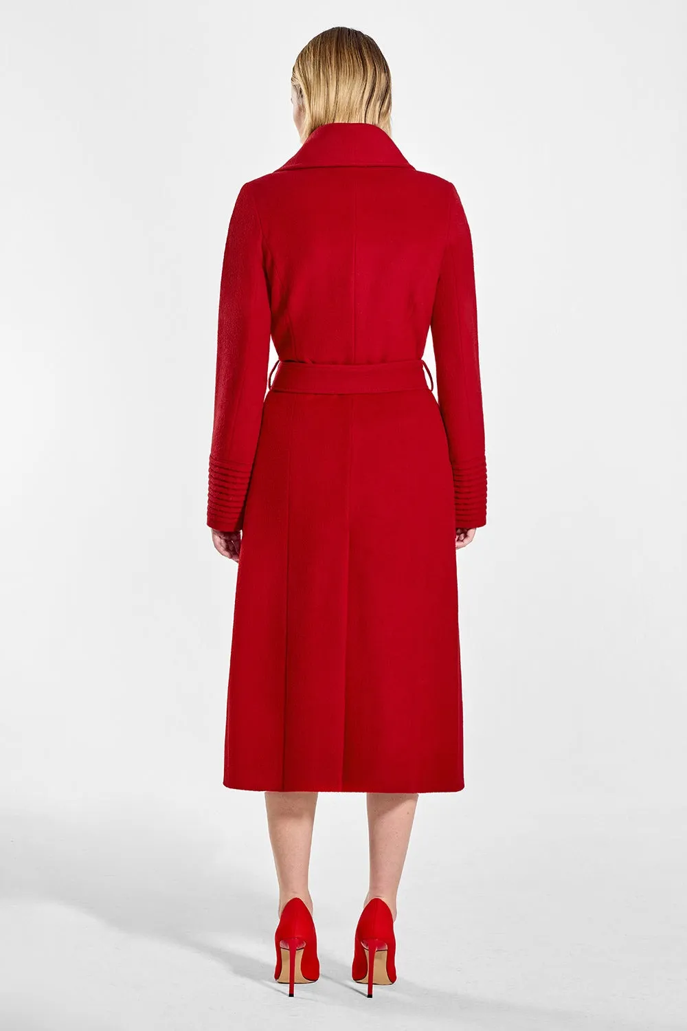 Sentaler Long Wide Collar Wrap Coat in Scarlet
