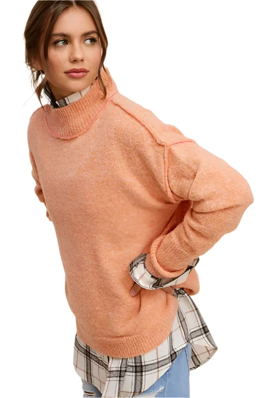 Size Medium Light Orange Long Sleeve Turtleneck Sweater