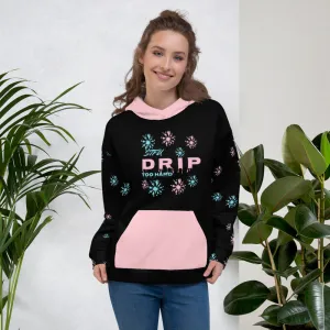 STFU Drip Too Hard Hoodie - Blue & Extra Pink on Black