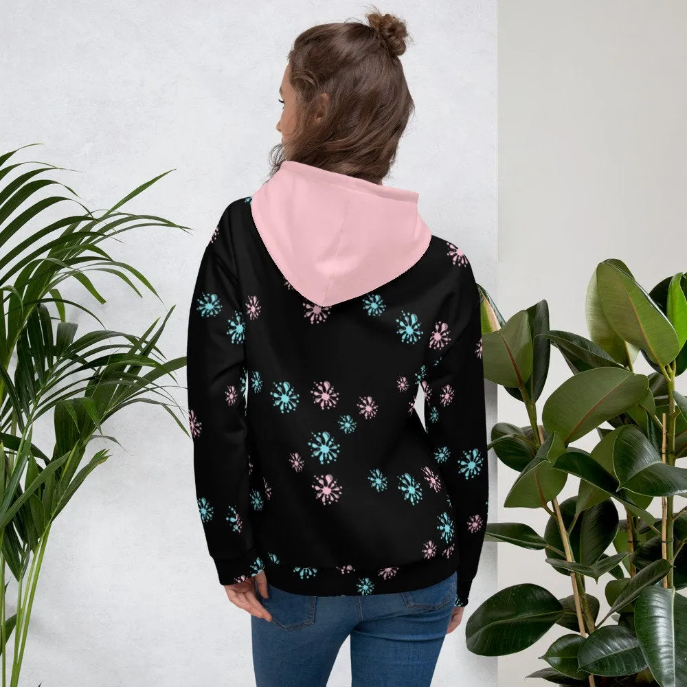 STFU Drip Too Hard Hoodie - Blue & Extra Pink on Black