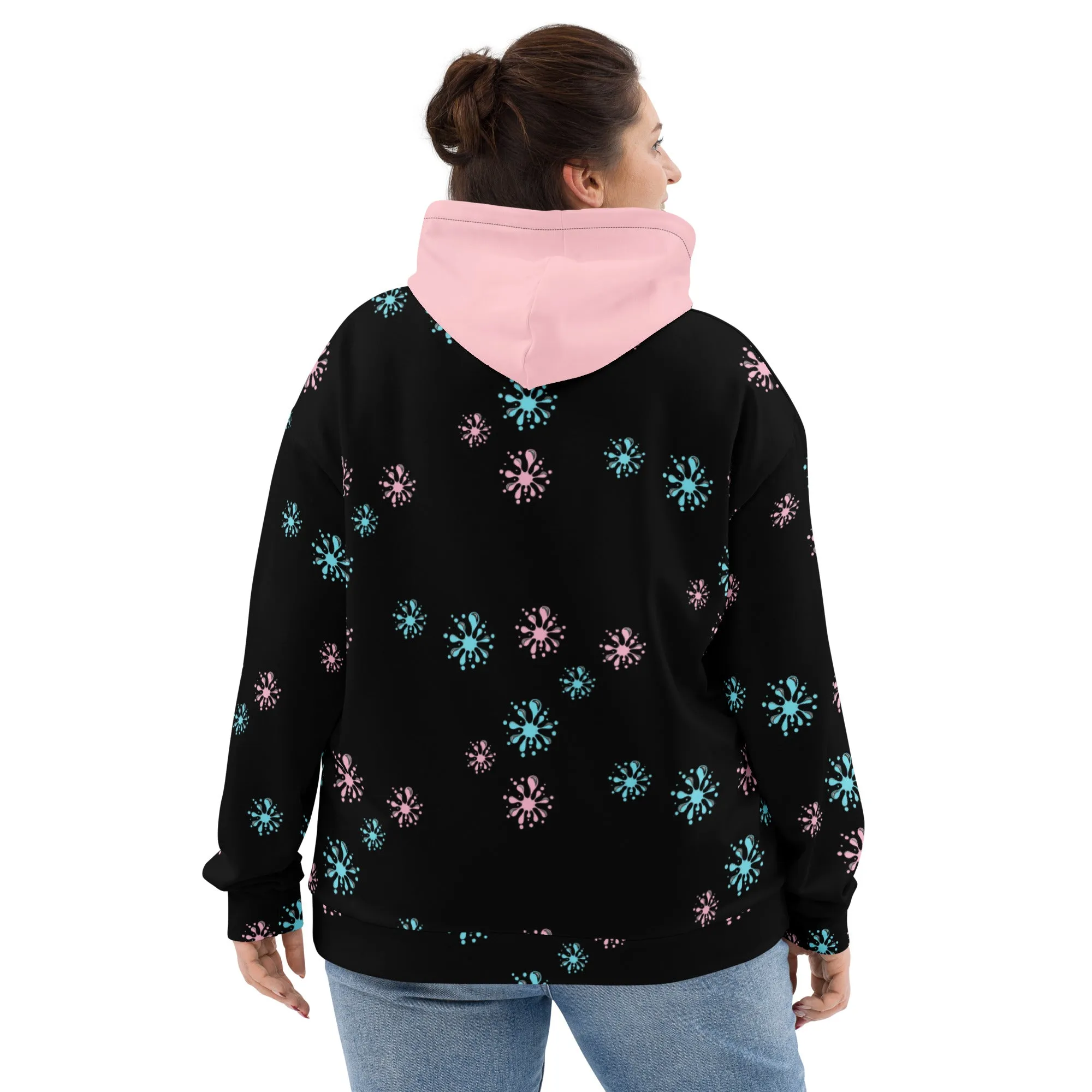 STFU Drip Too Hard Hoodie - Blue & Extra Pink on Black