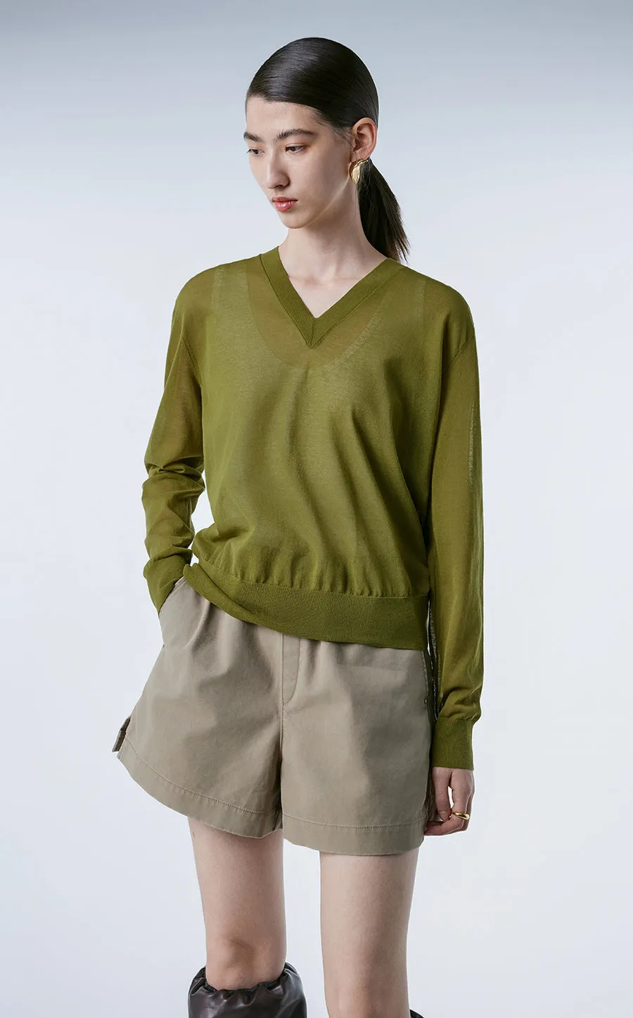 Sweater / JNBY V-neck Cotton-nylon Sweater
