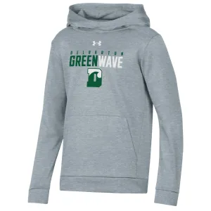 UA YOUTH Armour Fleece Hood Green Wave - True Grey Heather