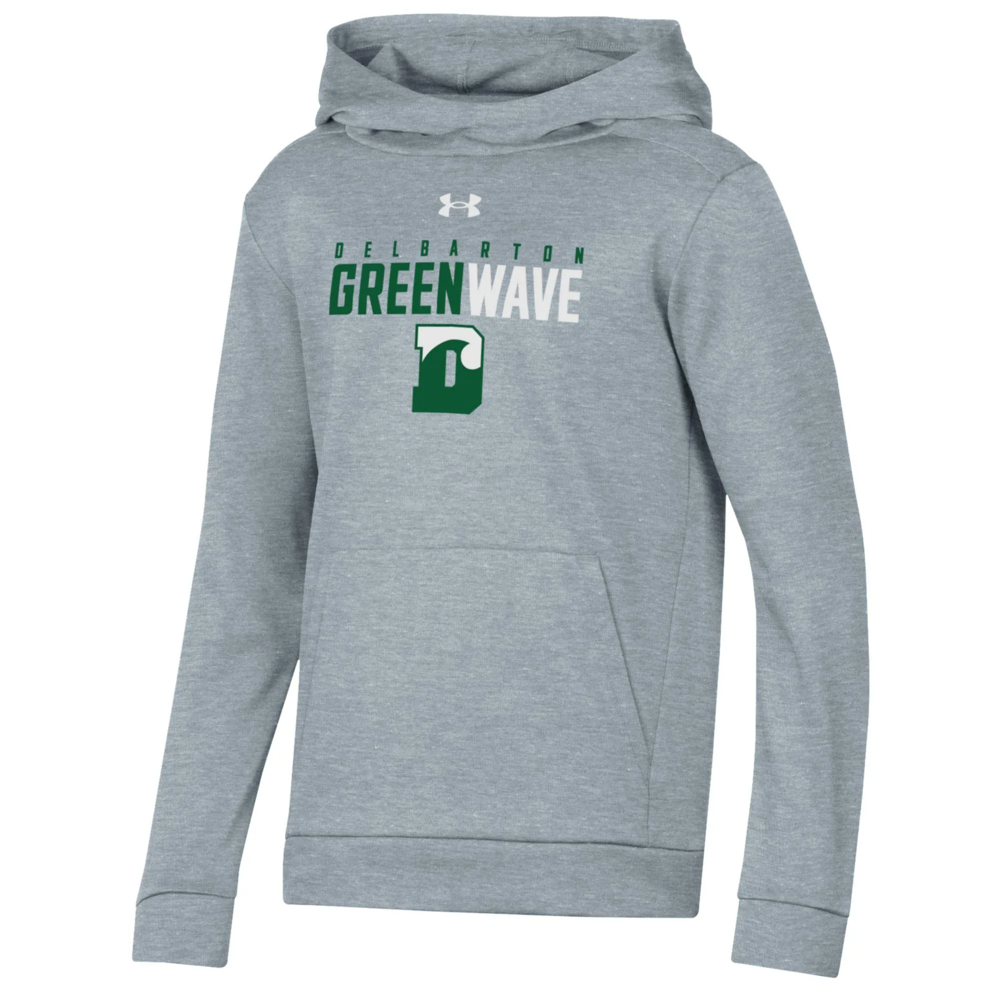 UA YOUTH Armour Fleece Hood Green Wave - True Grey Heather