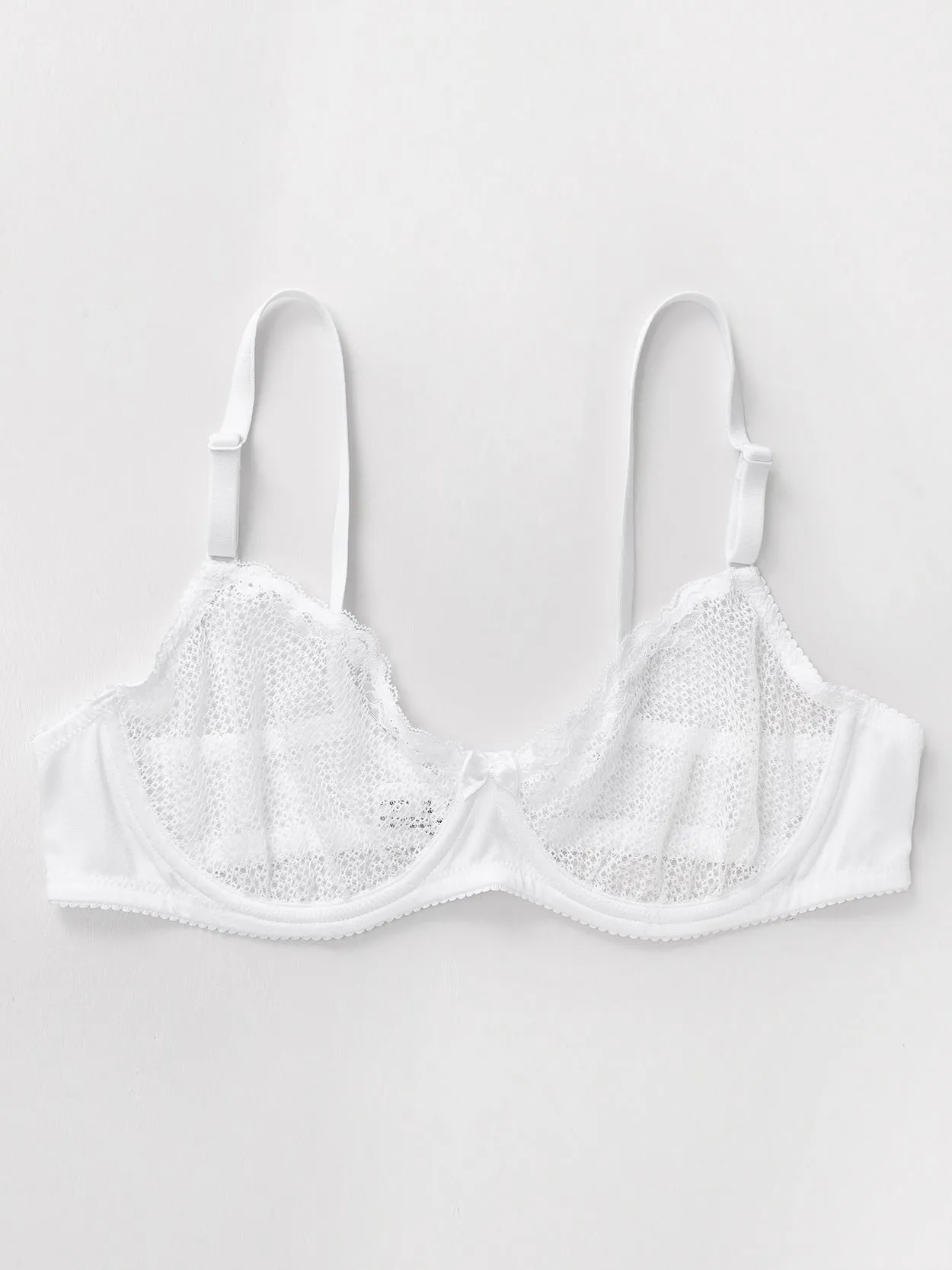 Unlined See Through 1/2 Cup Mesh Demi Shelf Underwired Bra White
