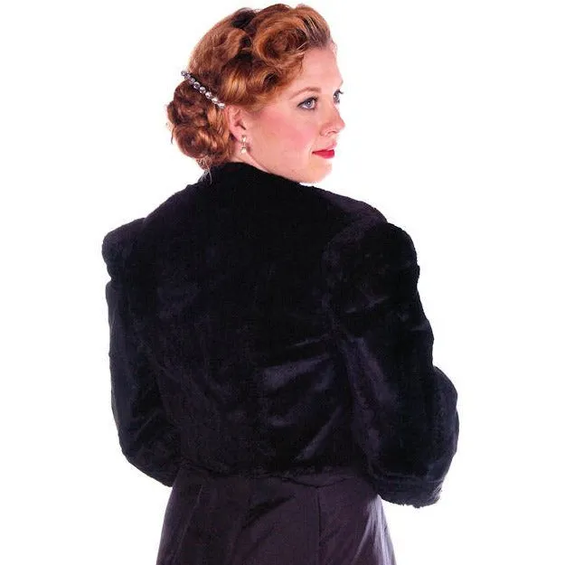 Vintage Black Sheared Rabbit Fur Chub Short Jacket 1930's Velvety Soft Small