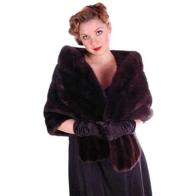 Vintage Fur Stole  Natural Silver Blue Mink Cape 1954 Luxury W Appraisal Certificate