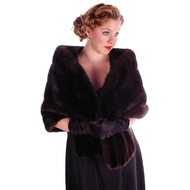 Vintage Fur Stole  Natural Silver Blue Mink Cape 1954 Luxury W Appraisal Certificate