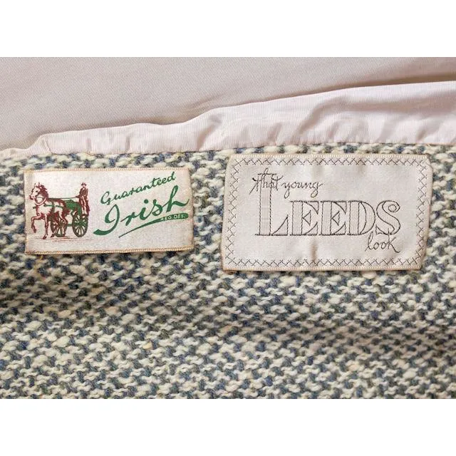 Vintage Ladies Coat  Pale Gray Irish Tweed  1950s Leeds Fits S-L