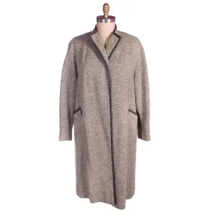 Vintage Ladies Coat  Pale Gray Irish Tweed  1950s Leeds Fits S-L