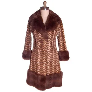 Vintage Ladies Coat Printed Faux Fur Made in England 1970s