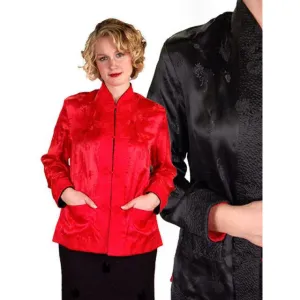 Vintage Ladies Reversible   Red Rayon Satin Damask Evening Jacket 1950S M-L
