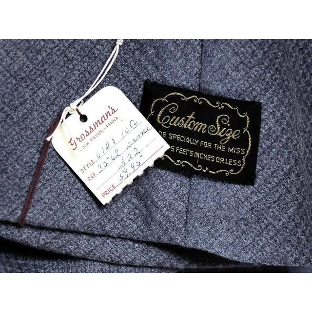 Vintage Ladies Spring Coat Gray Wool Fab Buttons Promenade 1950s