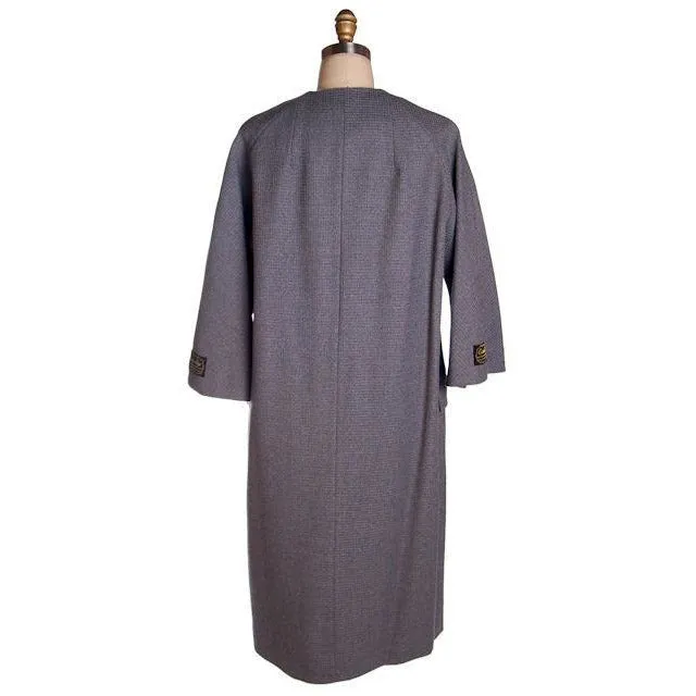 Vintage Ladies Spring Coat Gray Wool Fab Buttons Promenade 1950s