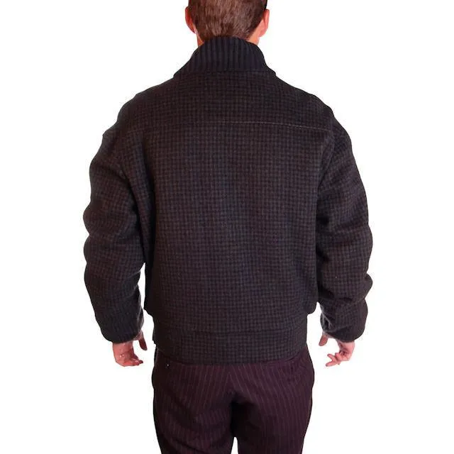 Vintage Mens Zip Jacket Cresco Wool  Houndstooth 1950S Sz 40