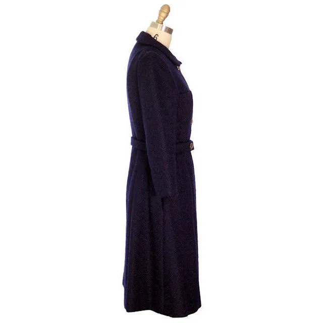 Vintage Navy Wool Boucle Classic Coat 1960s Utah Tailoring Mills