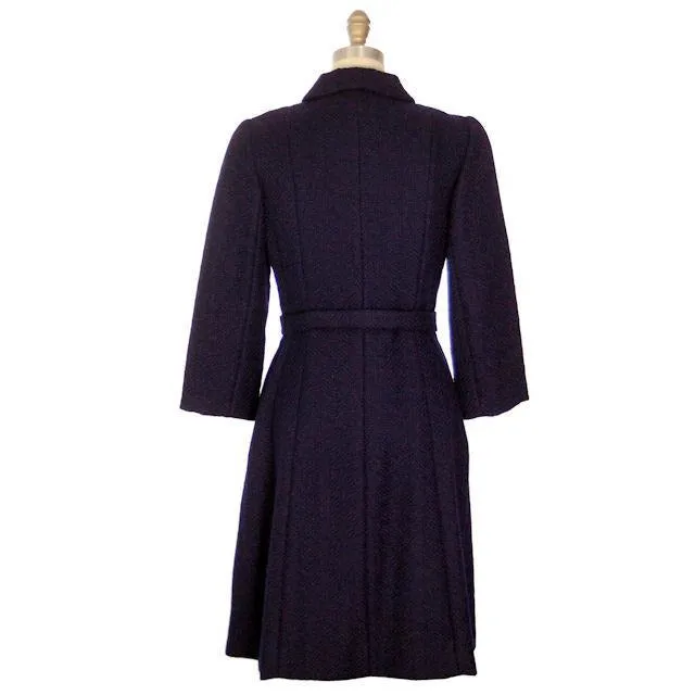 Vintage Navy Wool Boucle Classic Coat 1960s Utah Tailoring Mills